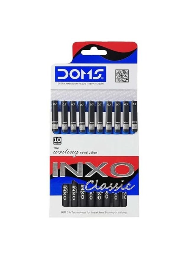 دومس قلم حبر جاف كلاسيكي من إنكسو، ثورة في عالم الكتابة، بتقنية حبر ULV لكتابة سلسة وانسيابية، لون الحبر: أزرق، عبوة من 10 أقلام حبر جاف للاستخدام اليومي - Image 2