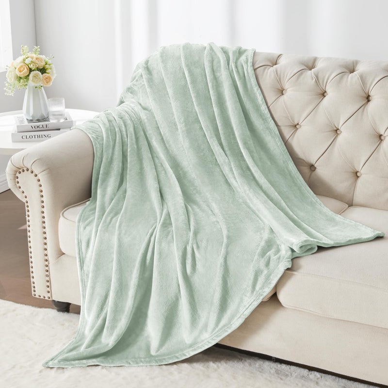 بيديليت بطانية رمي بيدليت للأريكة والسرير - 300GSM الفاخرة الفاخرة بطانية الصوف دافئ 50 × 60 بوصة النعناع خضراء ناع - Image 5