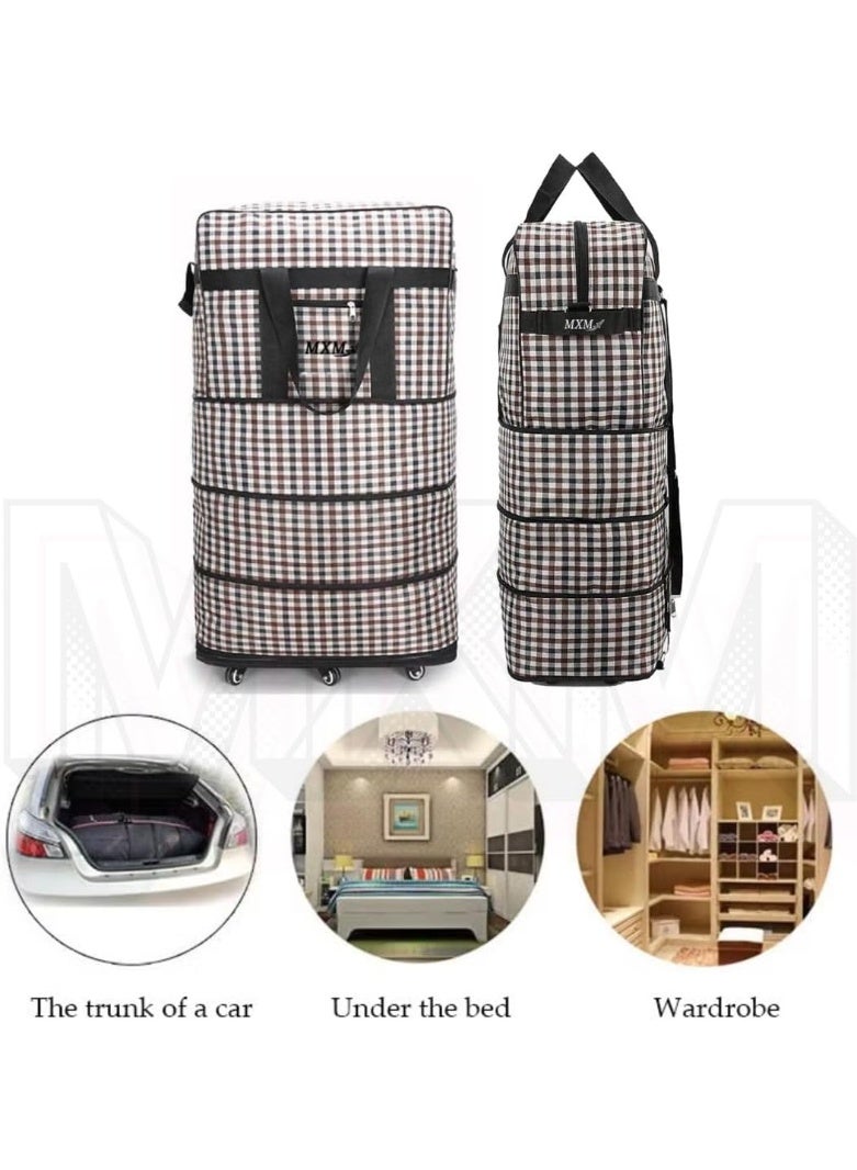 م اكس م حقيبة سفر متحركة قابلة للطي مع عجلات XX-Large 30kg حقيبة دافل قابلة للتمديد بسحاب مقاوم للماء (مزيج الألوان) - Image 3