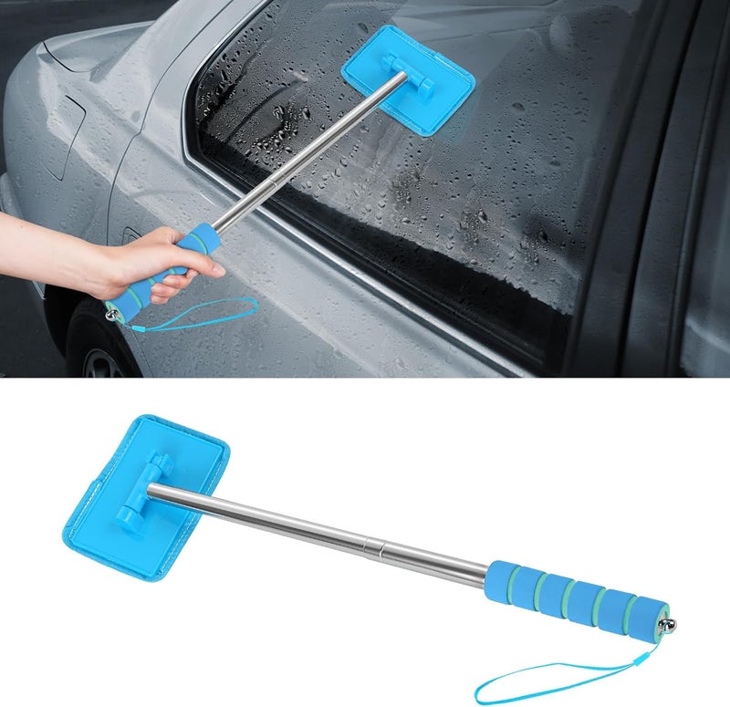 Hbxdeco Car Windshield Cleaning Tool, Car Windshield Window Cleaner, Auto Glass Wiper Tool with Extendable Handle & Reusable Microfiber Pad, Universal Vehicle Cleaning Car Accessories (Sky Blue) - Image 1