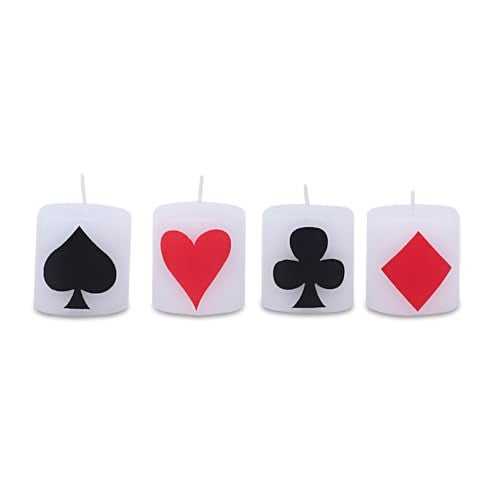 AURA DECOR AuraDecor Playing Card Theme Pillar Candle Set - Spade, Heart, Club, and Diamond Design - Home Decor & Gift Set - Image 3
