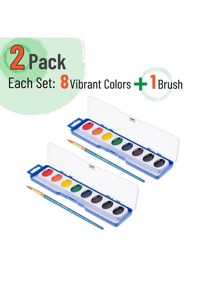 مستر. بين - ألوان مائية قابلة للغسل، عبوتان، 8 ألوان مع فرشاة طلاء، مجموعة ألوان مائية، لوحات ألوان مائية للأطفال، ألوان مائية للأطفال والكبار، مجموعة ألوان مائية للأطفال، مجموعة ألوان مائية للأطفال - Image 2