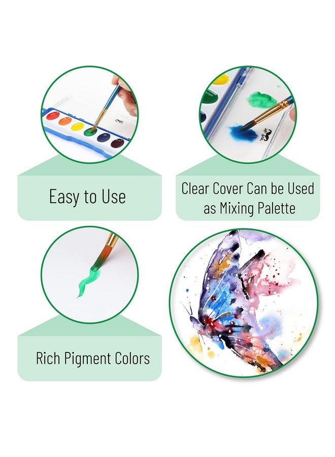 مستر. بين - ألوان مائية قابلة للغسل، عبوتان، 8 ألوان مع فرشاة طلاء، مجموعة ألوان مائية، لوحات ألوان مائية للأطفال، ألوان مائية للأطفال والكبار، مجموعة ألوان مائية للأطفال، مجموعة ألوان مائية للأطفال - Image 4