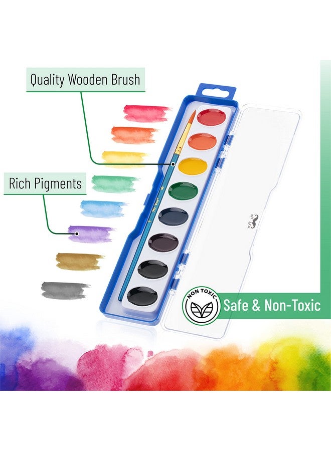 مستر. بين - ألوان مائية قابلة للغسل، عبوتان، 8 ألوان مع فرشاة طلاء، مجموعة ألوان مائية، لوحات ألوان مائية للأطفال، ألوان مائية للأطفال والكبار، مجموعة ألوان مائية للأطفال، مجموعة ألوان مائية للأطفال - Image 3