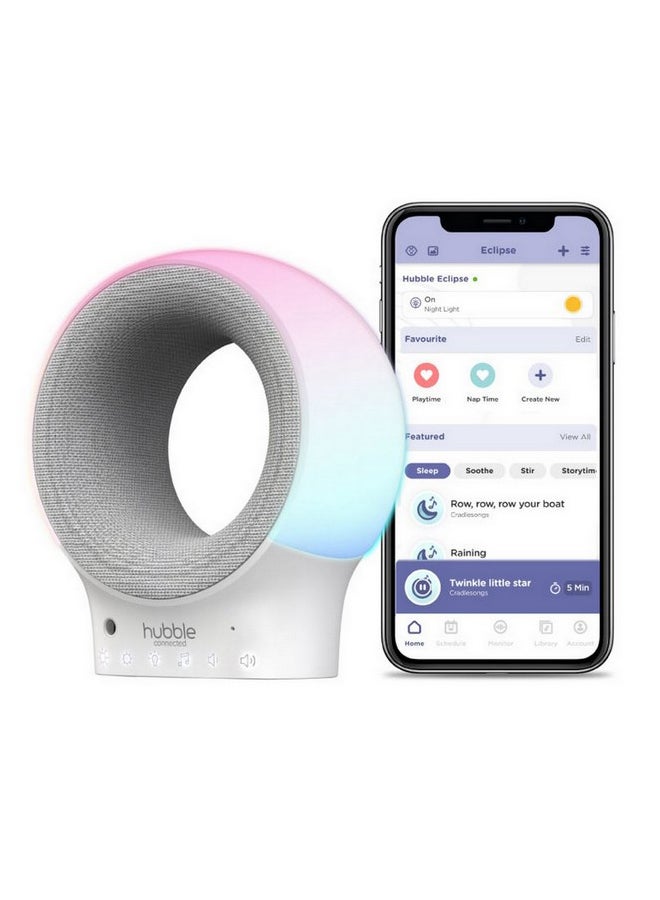 Hubble Connected Eclipse Smart Wi-Fi Audio Baby Monitor And Soother, White And Light Grey, 16 X 14 X 6.9 CM, 4436-Whae-01 - Image 1