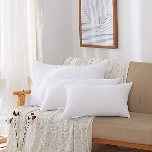 Acanva Fluffy Pillow Insert for Bed Sleeping, Decorative Stuffer Cushion Sham Filler, 12x20 Inch, White - Image 4