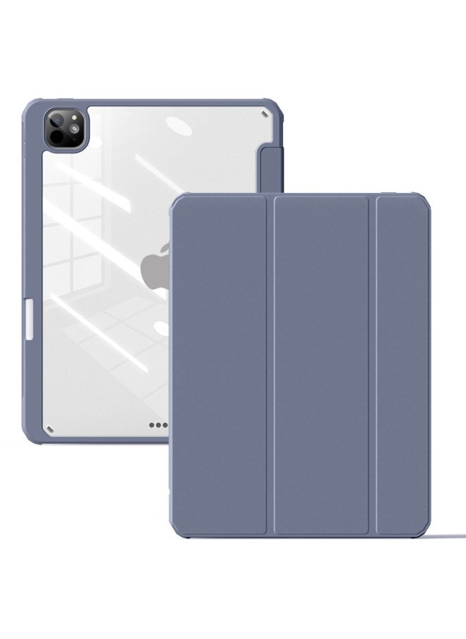 Suitable For Ipadpro11 Inch Protective Cover Mini7 With Pen Slot Flat Air6 Acrylic 10 Generation Hard Bottom Soft Edge Case-Color:Lavender [Aurora 1]]-Applicable Model:Pro7-13 Inch (M4) [2024]]  - Image 1