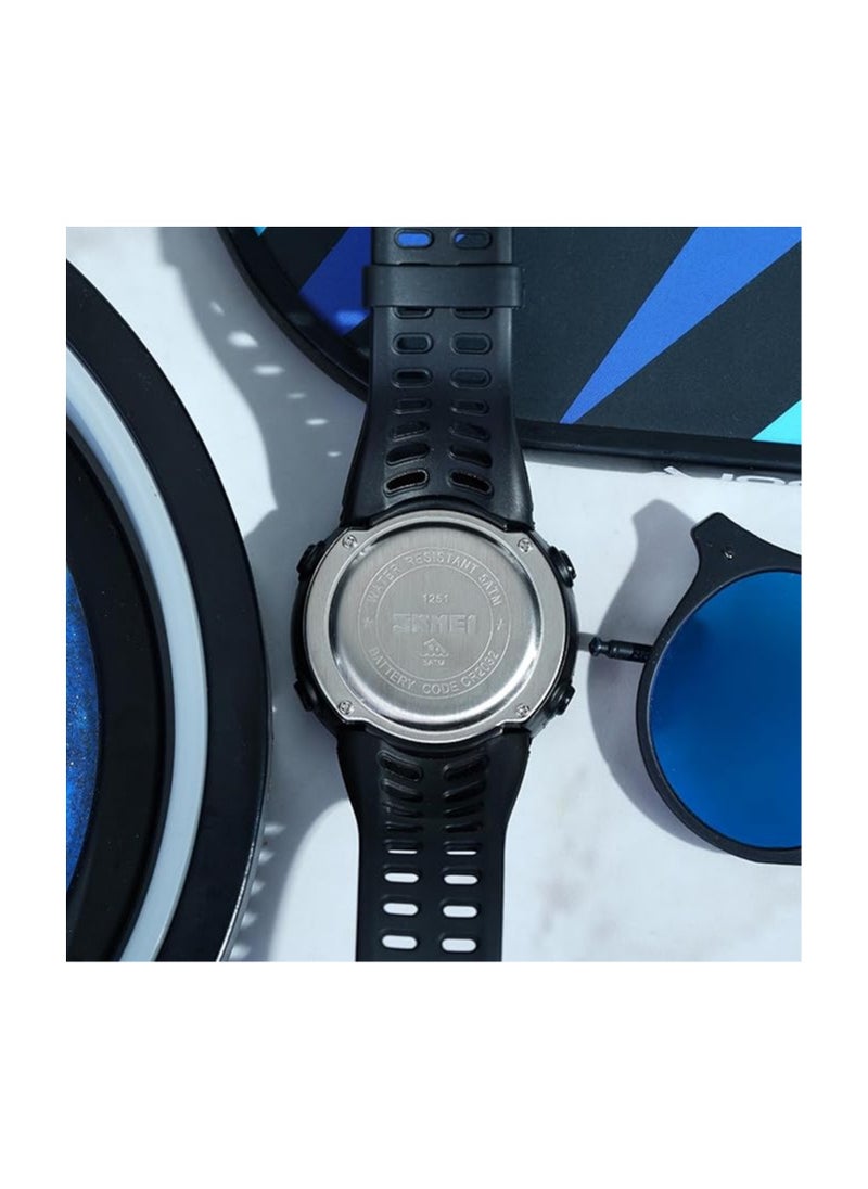 SKMEI SKMEI Digital Sports Watch for Men, Water Resistant to 50 Meters, Multi-Function LED Light, Stop, Countdown, and Auto Date Alarm (Blue)  - Image 3