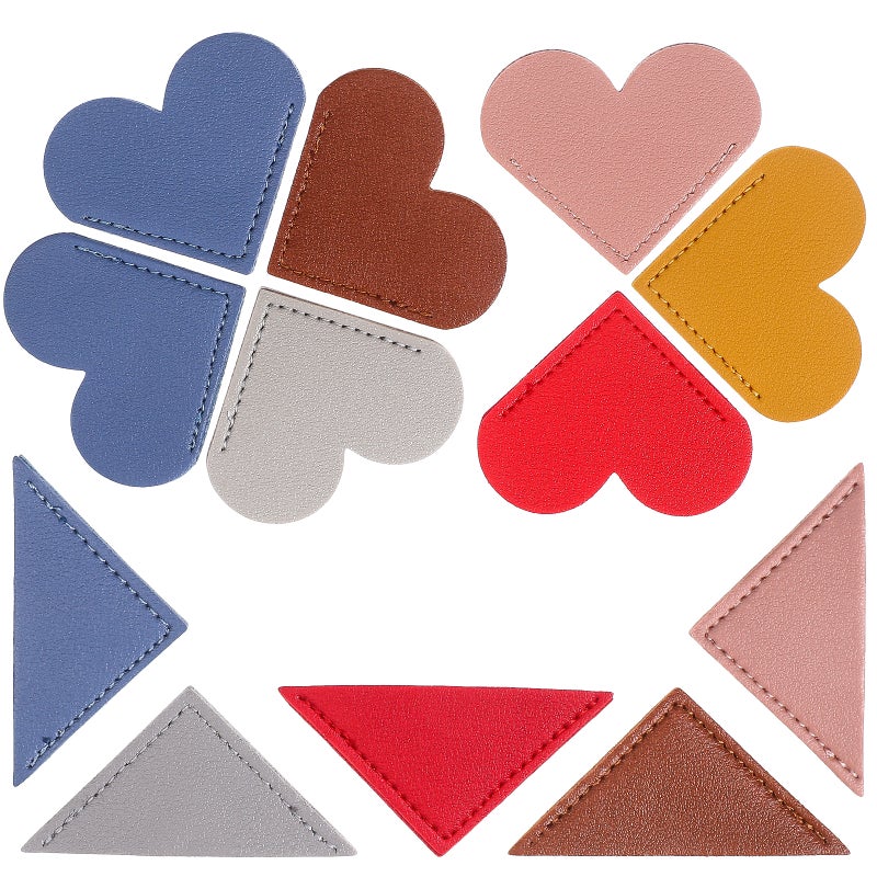 12pcs Corner Page Bookmarks Leather Bookmarks Heart Shape Bookmarks Novelty Triangle Bookmarks - Image 1