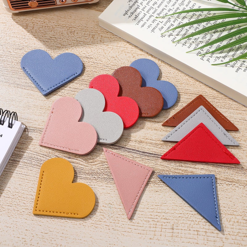 12pcs Corner Page Bookmarks Leather Bookmarks Heart Shape Bookmarks Novelty Triangle Bookmarks - Image 4