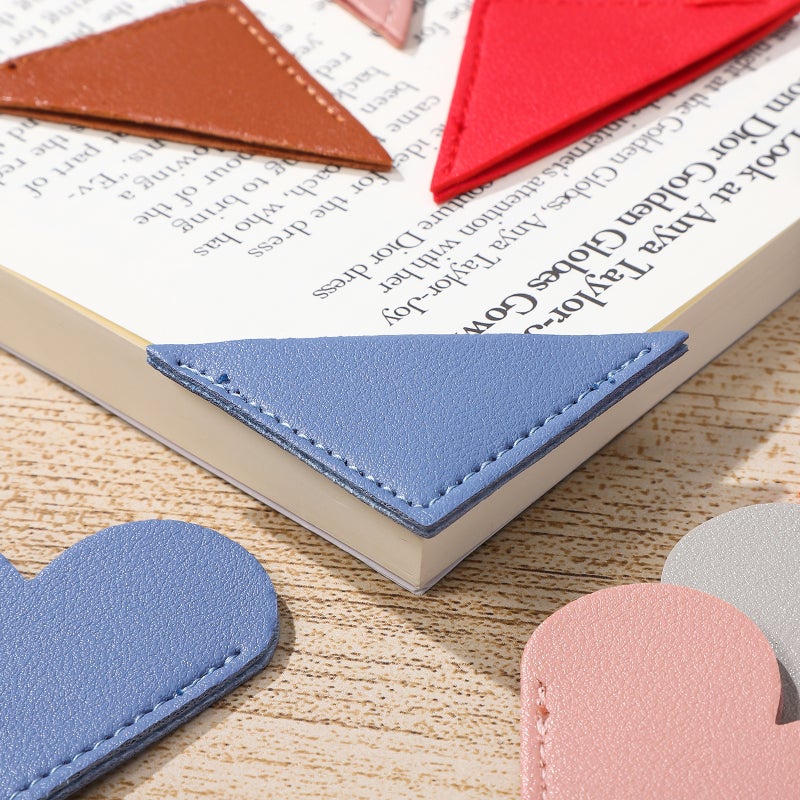 12pcs Corner Page Bookmarks Leather Bookmarks Heart Shape Bookmarks Novelty Triangle Bookmarks - Image 3