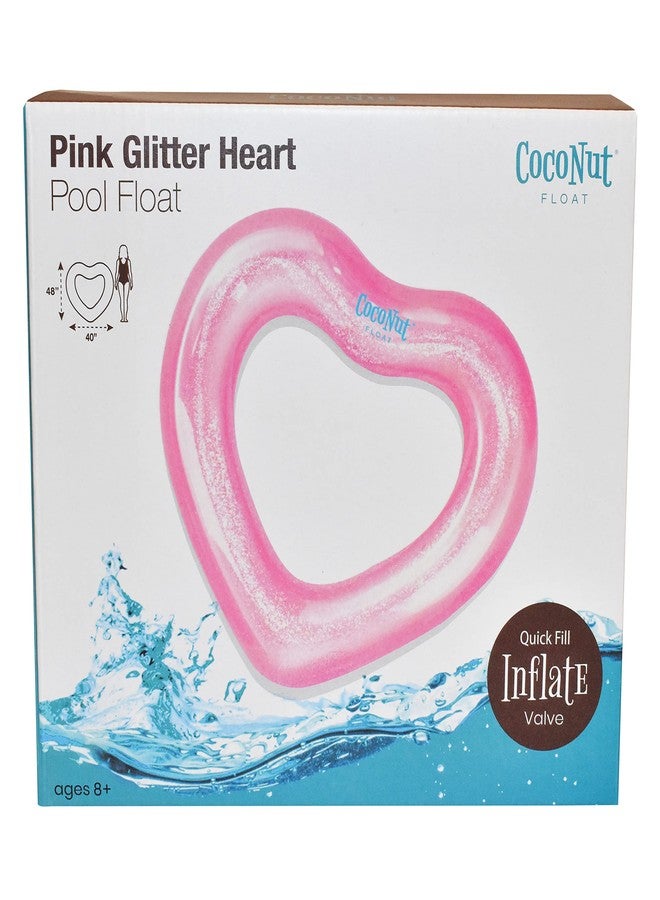 CocoNut Float Pink Glitter Heart Pool Float - Inflatable Pool Ring - Durable Long Lasting Lounge Tube and Water Toy - Fun Decoration for Parties, Events - Ages 8+ Years - Image 5