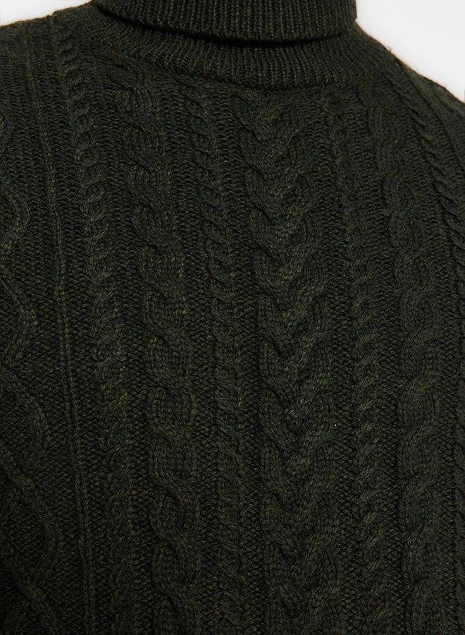 trendyol Khaki Slim Fit Turtleneck Hair Knitted Knitwear Sweater TMNAW22KZ0302 - Image 4
