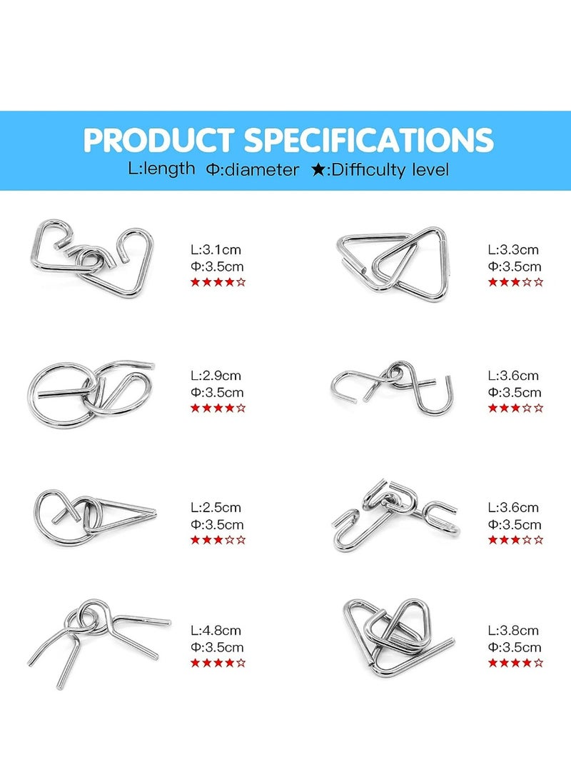 16 Pack IQ Test Mind Game Toys Brain Teaser Metal Wire Puzzles Magic Trick Toy - Image 3