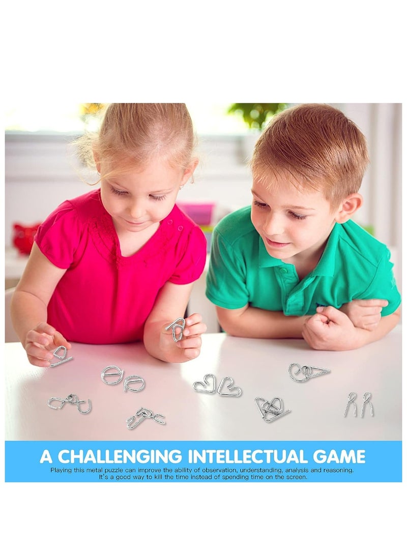 16 Pack IQ Test Mind Game Toys Brain Teaser Metal Wire Puzzles Magic Trick Toy - Image 5