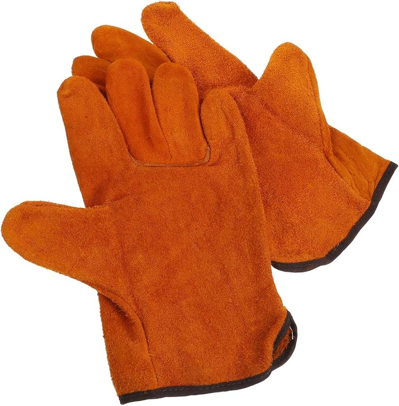 Heat Resistant Welding Gloves Short Design Protective Work Gloves Black - Image 2