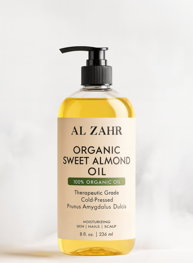 زهر زيت اللوز الحلو العضوي - زيت علاجي نقي ١٠٠٪ معصور على البارد | زيت عطري مرطب للبشرة والشعر والأظافر وفروة الرأس - ٢٣٦ مل - Image 1