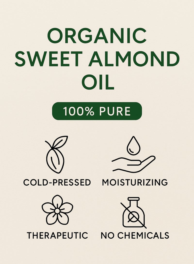 زهر زيت اللوز الحلو العضوي - زيت علاجي نقي ١٠٠٪ معصور على البارد | زيت عطري مرطب للبشرة والشعر والأظافر وفروة الرأس - ٢٣٦ مل - Image 5