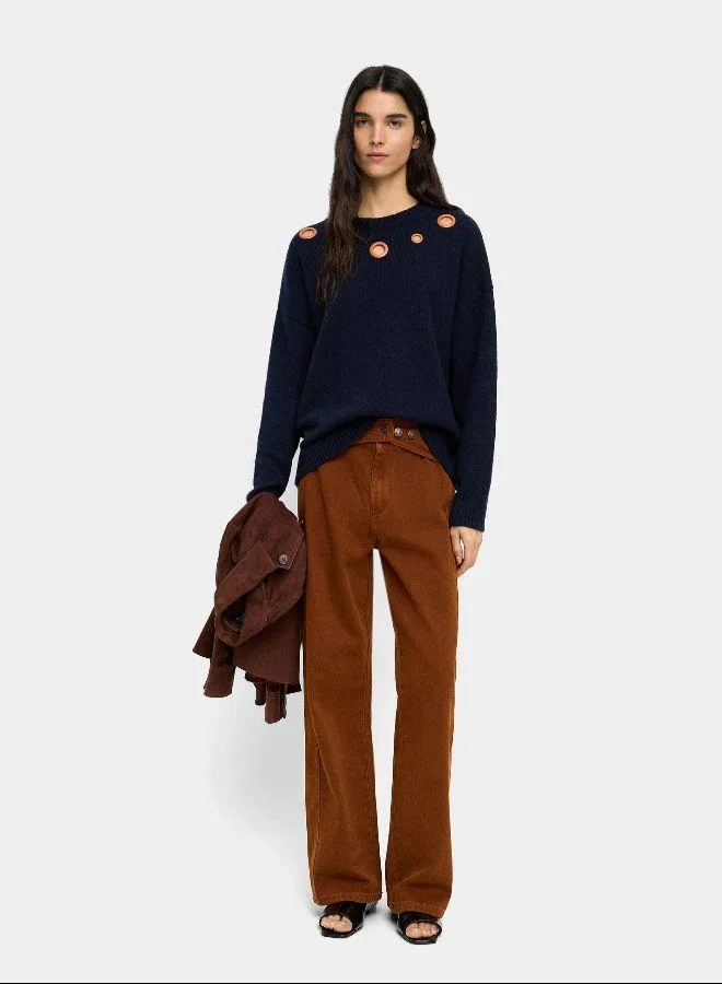 بارفوا سترة حياكة مع فتحات