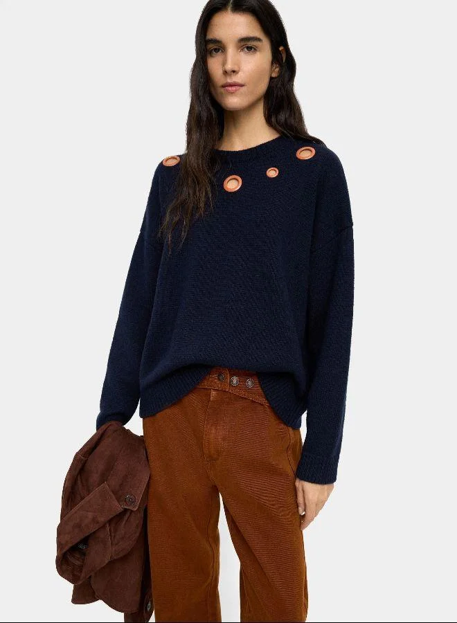 بارفوا سترة حياكة مع فتحات