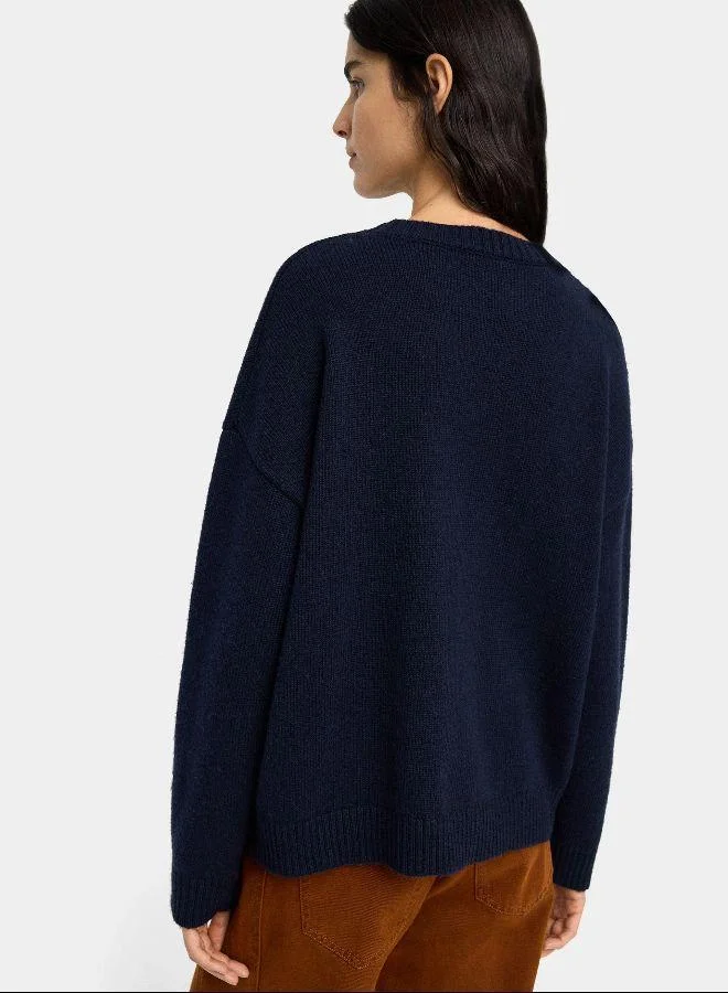 PARFOIS Blue Knit sweater with eyelets for Women | Best Price UAE