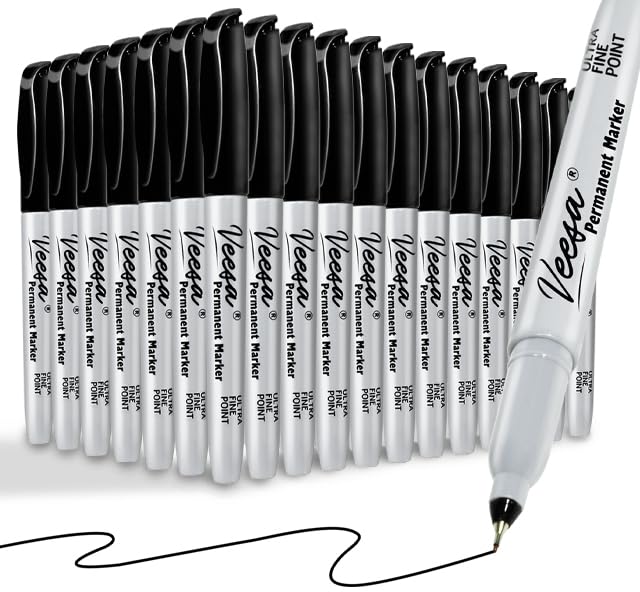 VEESA Permanent Markers Ultra Fine Point, Black, 60 Count, 0.4mm Thin Permanent Markers Bulk, 1 Second Quick Drying, Waterproof, Fade-Resistant - Image 1