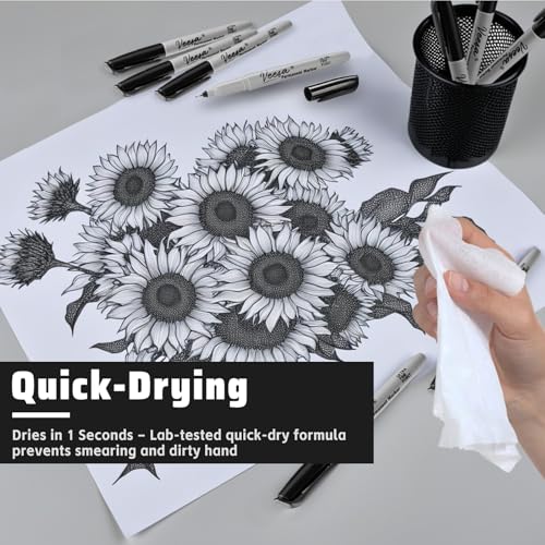 VEESA Permanent Markers Ultra Fine Point, Black, 60 Count, 0.4mm Thin Permanent Markers Bulk, 1 Second Quick Drying, Waterproof, Fade-Resistant - Image 4