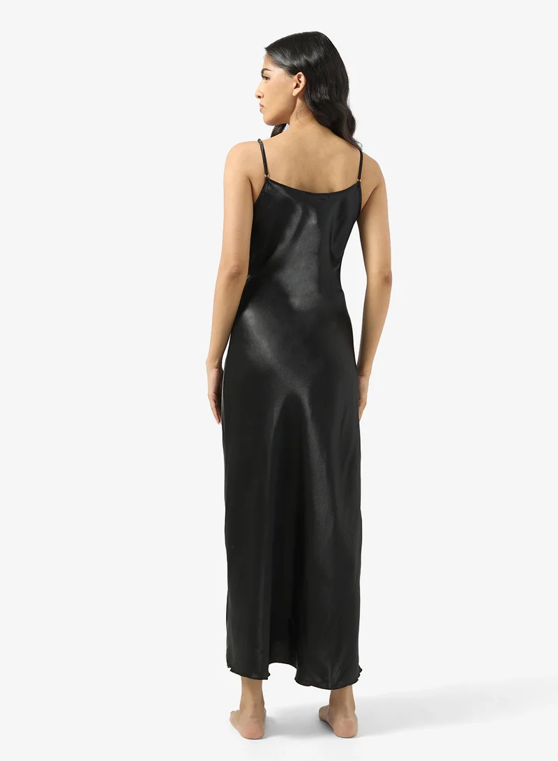 Ginger Lace Detail Slip Satin Night Dress