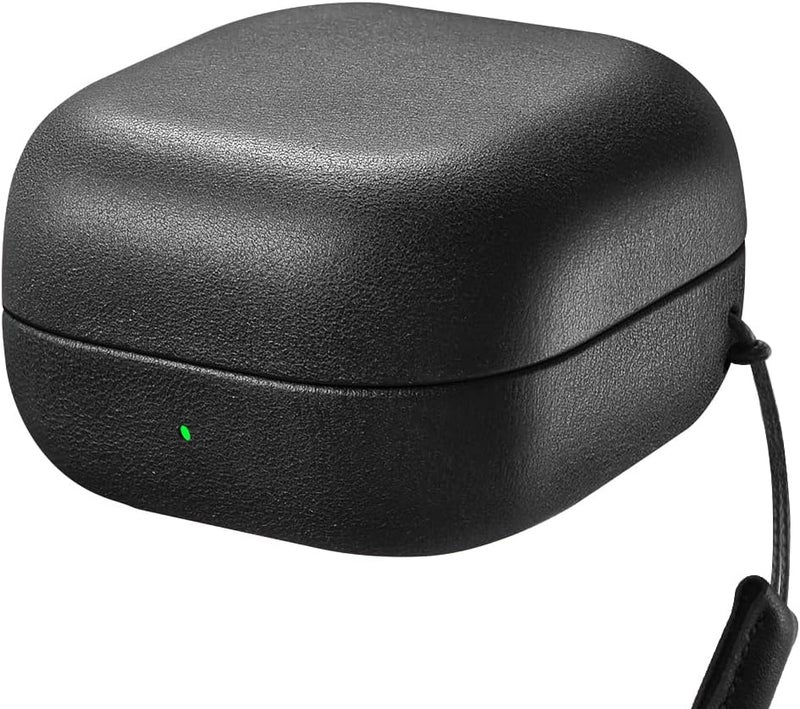 آيكيرير حافظة جلدية لسماعات Galaxy Buds 4/4 Pro 2026، من مادة الجلد الأصلي عالي الجودة من ، حافظة واقية مقاومة للصدمات، مزودة بشاحن لاسلكي مرئي بإضاءة LED (لون أسود) - Image 1