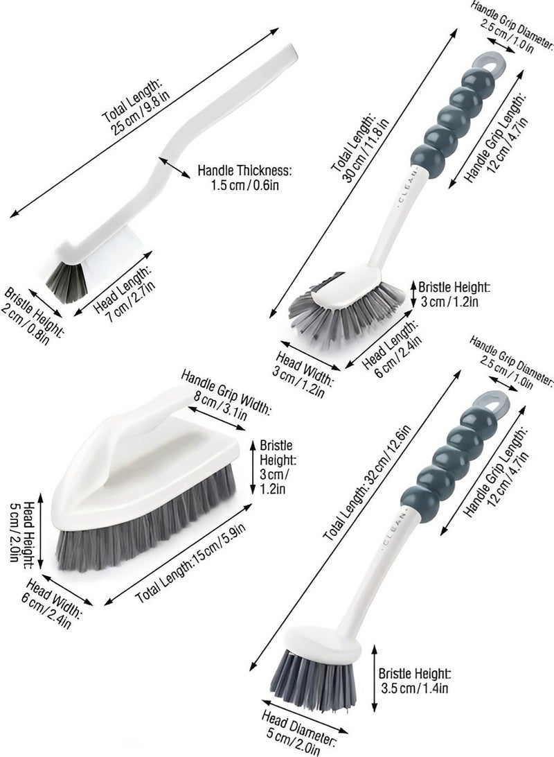 BELANO 4-Piece Household Cleaning Brush Set, Deep Cleaning Kit with Ergonomic Bubble Grip for Kitchen, Bathroom, Tiles & Grout - Image 2