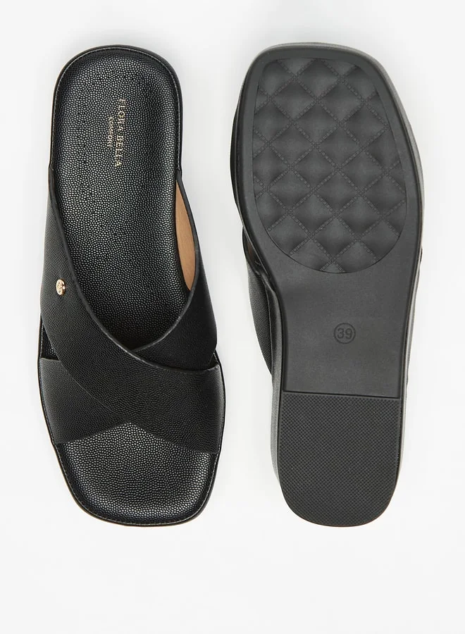 Flora Bella By Shoexpress Solid Crosstrap Slip On Sandals with Flatform Heels