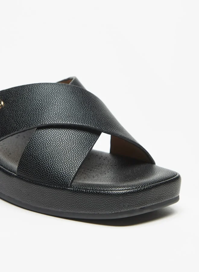 Flora Bella By Shoexpress Solid Crosstrap Slip On Sandals with Flatform Heels