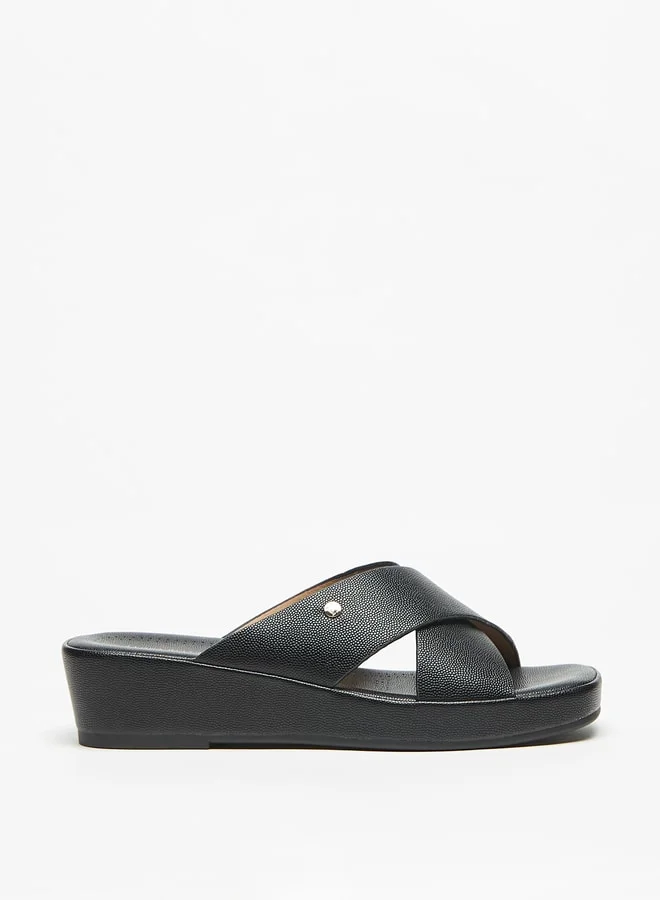 Flora Bella By Shoexpress Solid Crosstrap Slip On Sandals with Flatform Heels