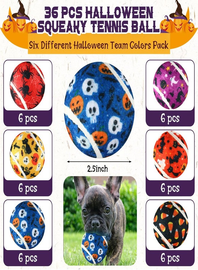 Seenelling مجموعة سينيلينج من 36 كرة تنس تصدر صوتاً عند الضغط عليها، مقاس 2.5 بوصة، كرات تفاعلية للكلاب الصغيرة والمتوسطة والكبيرة، ألعاب مضغ لتسنين الكلاب، مناسبة للرمي والجلب واللعب في الهواء الطلق، 6 أشكال (على شكل عنكبوت). - Image 2