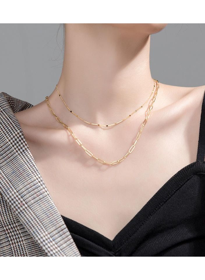Luxury Bee Citic Double Layer Chain Silver Sterling 925 Minimalist Necklace Golden Color