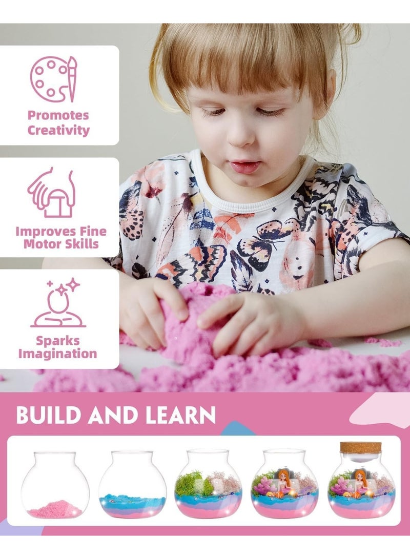 BaytEasy Mermaid Terrarium Kit for Kids, DIY Arts & Crafts Gift for Girls Ages 4 5 6 7 8-12 Year Old, LED Night Light with Remote, Girls' Holidays and Birthday Gifts - Image 5