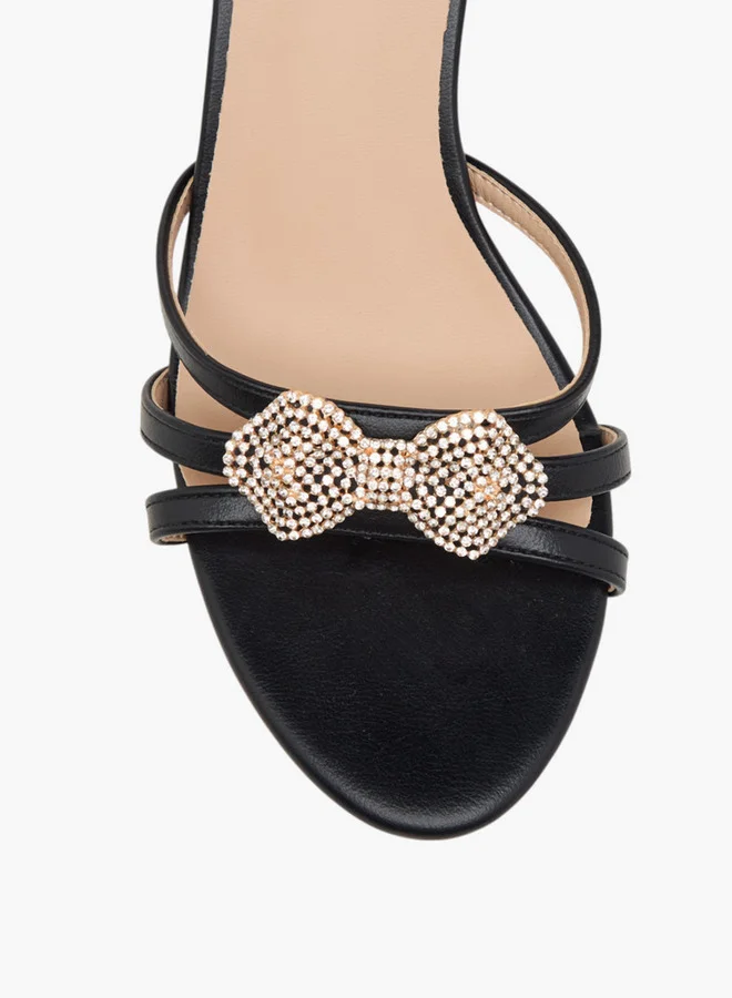 Flora Bella By Shoexpress Women's Bow Embellished Slip-On Sandals with Block Heel