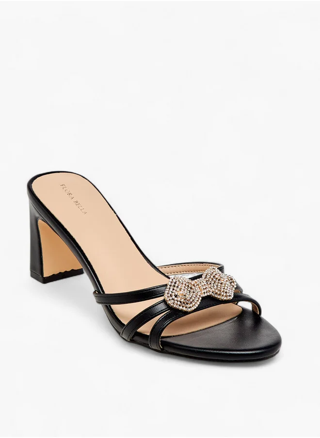 فلورا بيلا من شو إكسبرس Women's Bow Embellished Slip-On Sandals with Block Heel