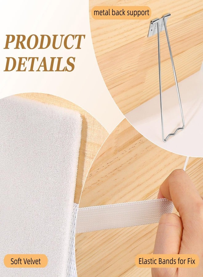 PABOBIT Necklace Dispaly Stand with 18 Hooks, Wooden Velvet Necklace Organizer Holder for Dispaly Necklaces Bracelet, Jewelry Stand Display with Elastic band for Selling Vendors Home,Beige - Image 3