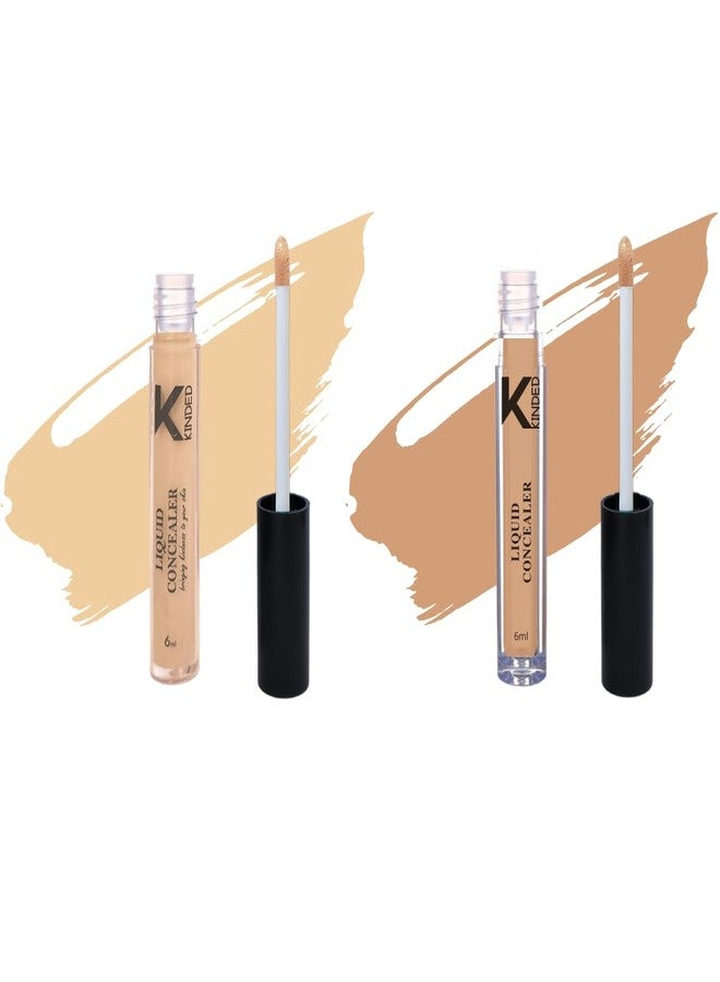 KINDED Liquid Concealer Full Coverage Colour Corrector Contour Waterproof HD Pro Master Series for Dry & Oily Skin Dark Circles & Spots (Creamy Matte, Cream Cushion & Biscuit Beige Combo, 6 ml each) - Image 1