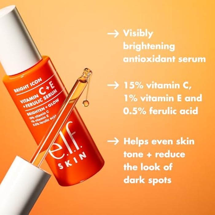 elf e.l.f. SKIN Bright Icon Vitamin C + E + Ferulic Serum Mini, Brightening & Soothing Face Serum, Helps Even Skin Tone, Vegan & Cruelty-Free, 15ml - Image 2