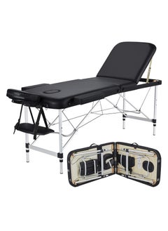 ETG Massage Tables Portable Lash Bed for Eyelash Extensions Aluminium Tattoo Table Height Adjustable Spa Bed Lightweight with Non-Woven Bag, Black 186*60*82cm  - Image 1