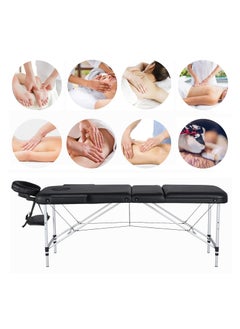 ETG Massage Tables Portable Lash Bed for Eyelash Extensions Aluminium Tattoo Table Height Adjustable Spa Bed Lightweight with Non-Woven Bag, Black 186*60*82cm  - Image 5