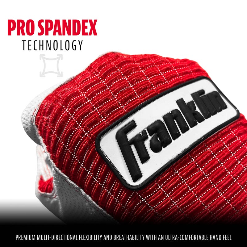 Franklin Sports قفازات باتينغ بيسبول فرانكلين سبورتس MLB - قفازات باتينغ برو كلاسيك للبيسبول + سوفتبول - للبالغين + الشباب - لؤلؤي/أحمر - حجم XX كبير للبالغين - Image 4