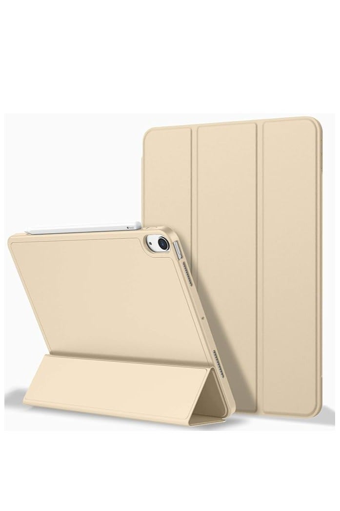 حافظة لجهاز ايباد اير 4 10.9 انش 2020 - حافظة ايباد اير الجيل الرابع مع حامل قلم (الجيل الثاني)، حافظة واقية مع ملحق شحن للجانب الايمن [تدعم خاصية التعرف باللمس] (ذهبي فاتح)