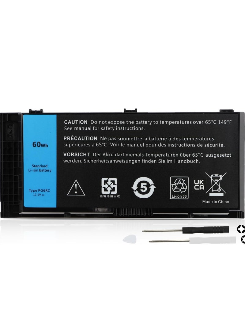 Generic 60Wh PG6RC FV993 Battery for Dell Precision M4600 M4700 M4800 M6600 M6700 M6800 Mobile Workstation Series P13F P10E P13F001 P10E001 MT40R N71FM FJJ4W R7 7PND T3 NT1 41YXC 451-BBGN 451-BBGO  - Image 1