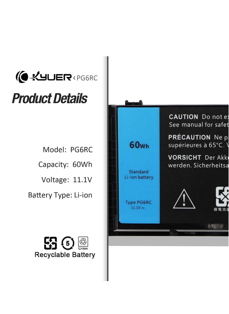 Generic 60Wh PG6RC FV993 Battery for Dell Precision M4600 M4700 M4800 M6600 M6700 M6800 Mobile Workstation Series P13F P10E P13F001 P10E001 MT40R N71FM FJJ4W R7 7PND T3 NT1 41YXC 451-BBGN 451-BBGO  - Image 4