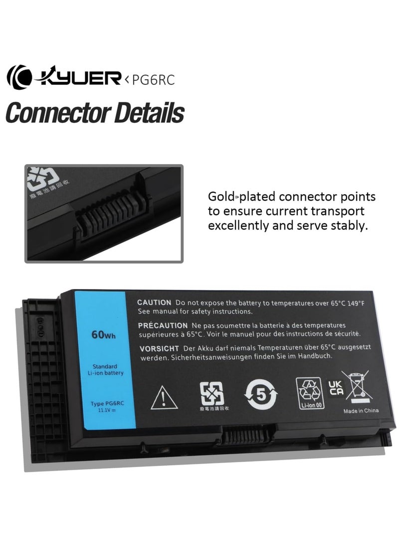 Generic 60Wh PG6RC FV993 Battery for Dell Precision M4600 M4700 M4800 M6600 M6700 M6800 Mobile Workstation Series P13F P10E P13F001 P10E001 MT40R N71FM FJJ4W R7 7PND T3 NT1 41YXC 451-BBGN 451-BBGO  - Image 5