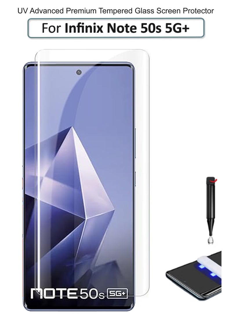 For Infinix Note 50s 5G+ - UV Advanced Premium Tempered Glass Screen Protector Guard , Full Adhesive UV Curved Case Friendly HD Clarity With Installation Kit - Image 1