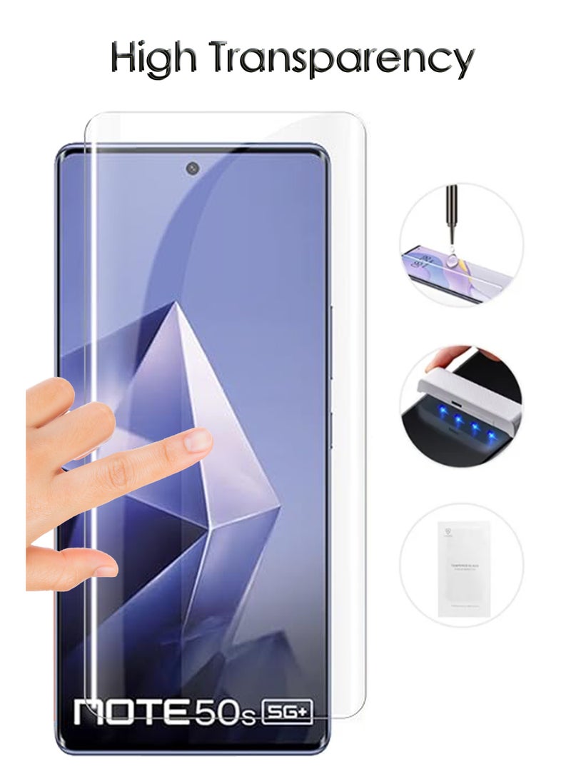 For Infinix Note 50s 5G+ - UV Advanced Premium Tempered Glass Screen Protector Guard , Full Adhesive UV Curved Case Friendly HD Clarity With Installation Kit - Image 2
